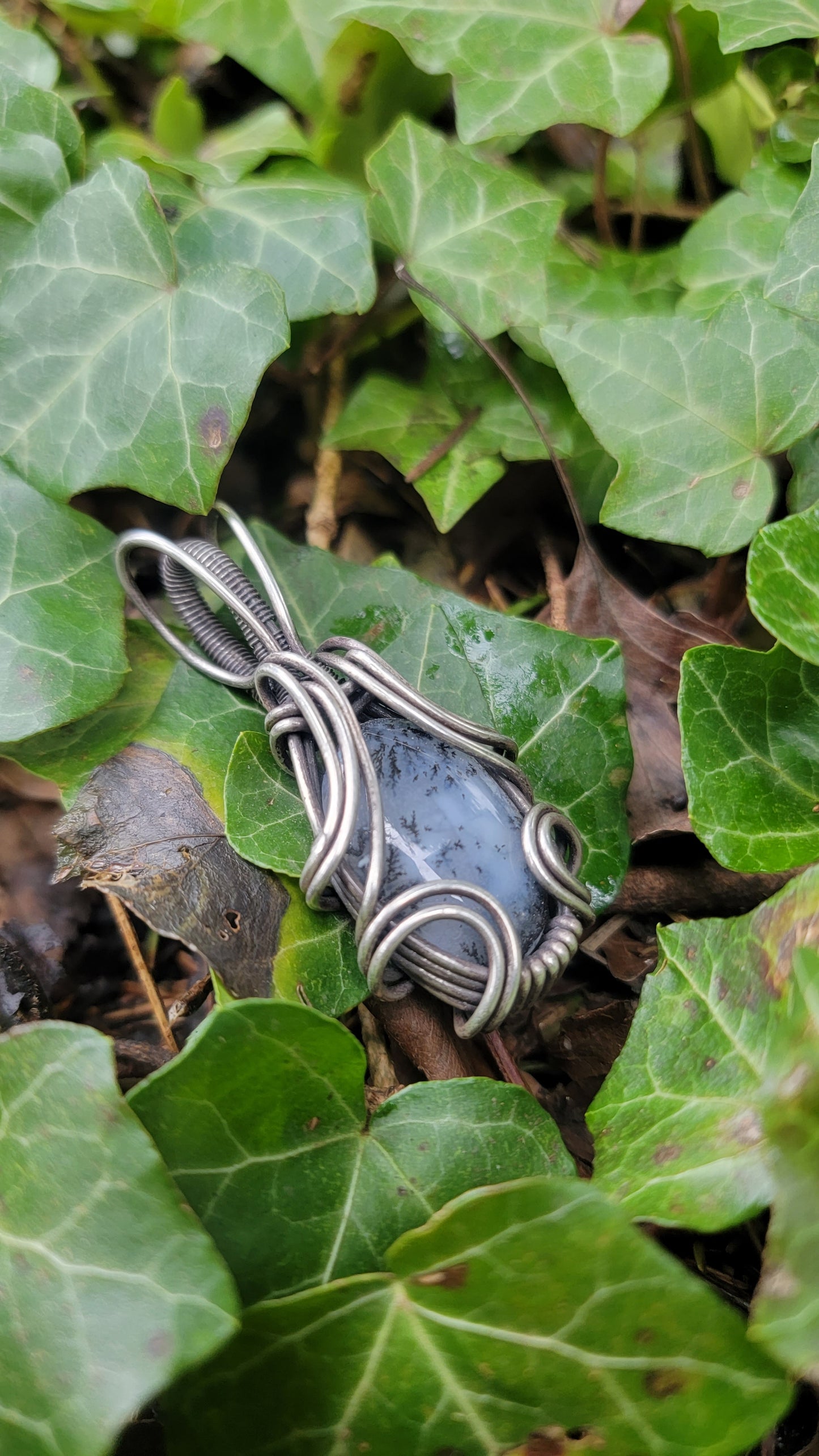 Dendritic Opal in Antiqued Sterling Silver