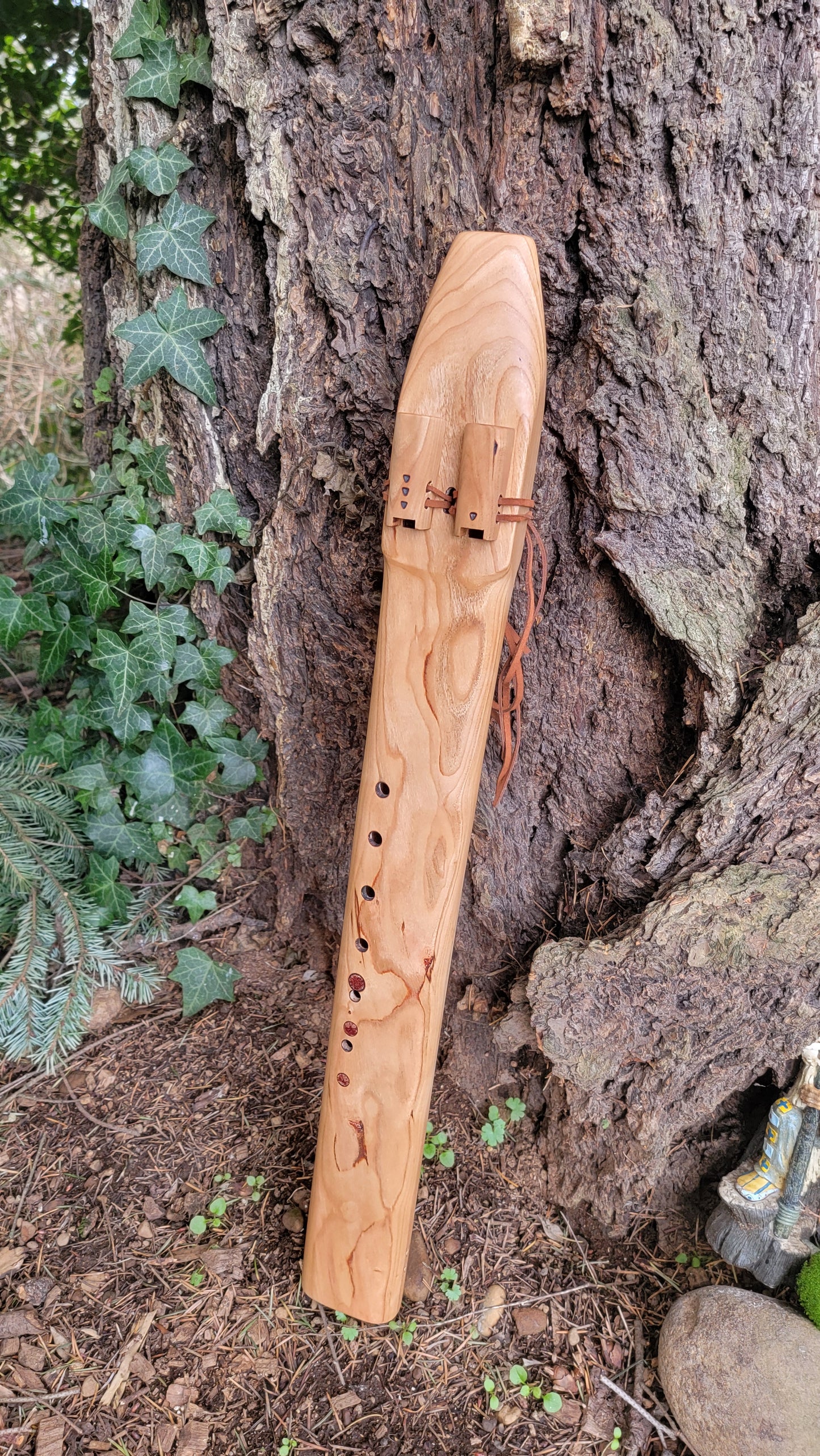 C# Bass Drone Flute Cherrywood