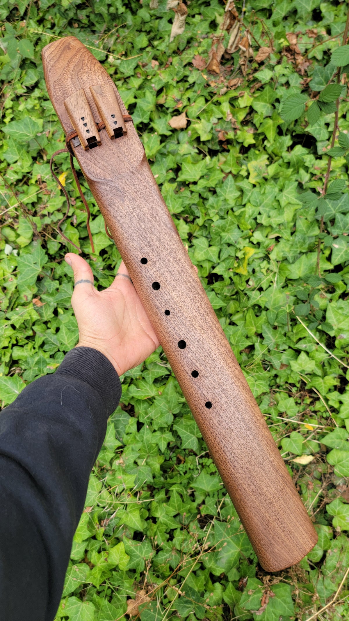 D minor Bass Black Walnut Drone Flute