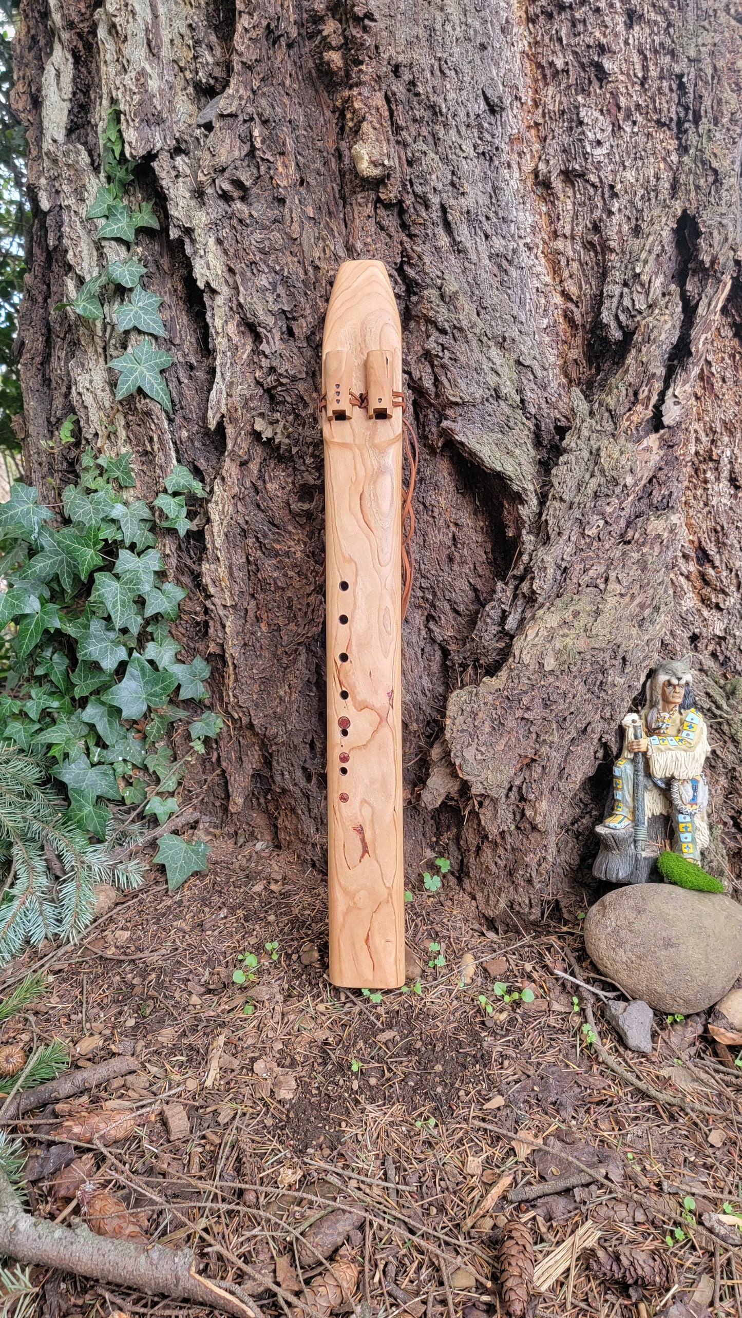 C# Bass Drone Flute Cherrywood