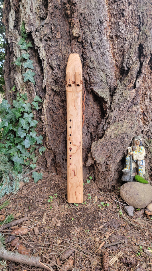 C# Bass Drone Flute Cherrywood