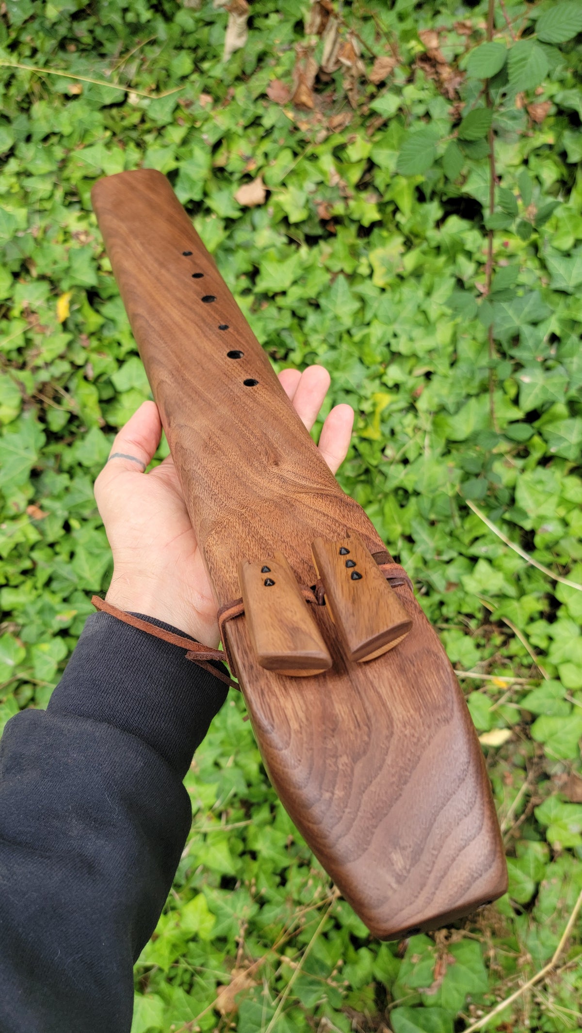 D minor Bass Black Walnut Drone Flute