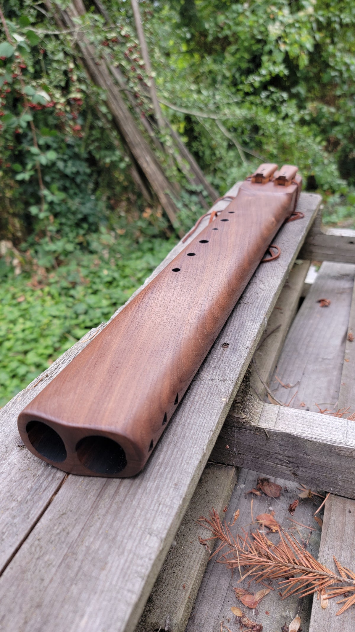 D minor Bass Black Walnut Drone Flute